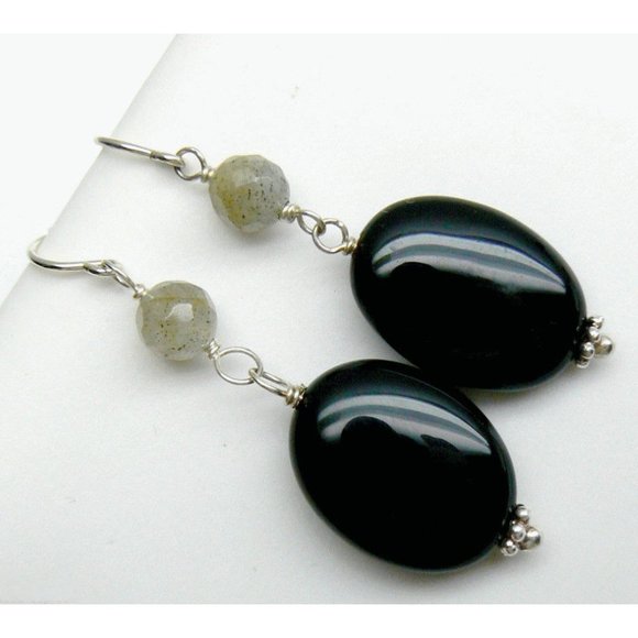 Dillard's Black Onyx & Labradorite silver Earrings - Picture 3 of 6